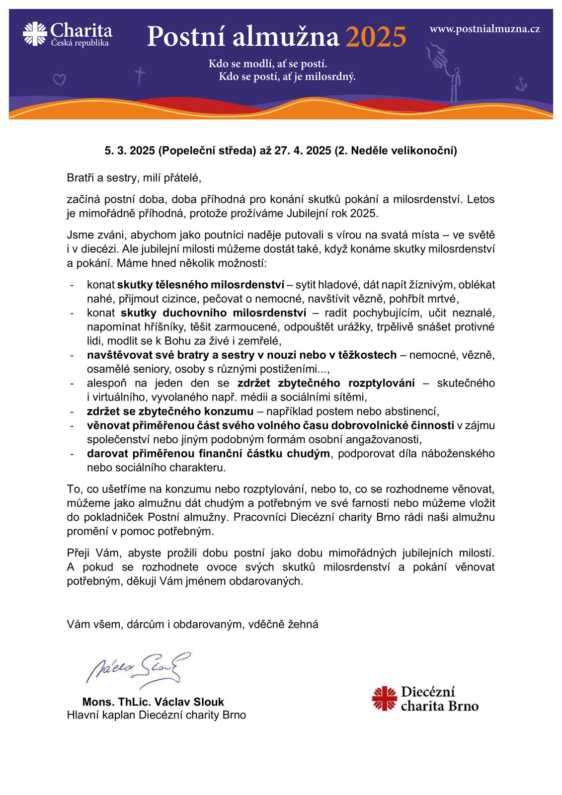 Dopis o. Václava Slouka k PA 2025